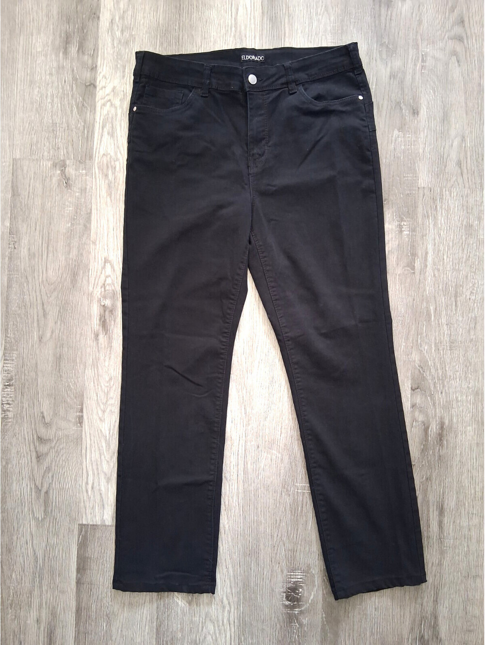 ELDORADO Women's Size 12, 32x27.5 Black Straight Leg Stretch Denim Pants Jeans